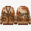 Autumn Farm Reindeer Christmas Knitted Cardigan, Autumn Sweater