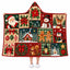 Christmas Patchwork Hooded Blanket, Festive Cozy Wearable Throw Gift