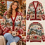 Cozy Alpine Skiing Christmas Knitted Cardigan, Cozy Winter Outfit Sweater