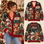 Custom Name Snowman & Gingerbread Christmas Knitted Cardigan, Cozy Winter Outfit Sweater