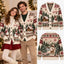 Personalized Farmhouse Reindeer Christmas Knitted Cardigan, Snowman Autumn Sweater