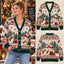 Cute Christmas Goose with Red Scarf & Gift Sleigh Knitted Cardigan Sweater