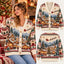 Santa Flying Sleigh & Winter Town Christmas Knitted Cardigan - Festive Christmas Sweater