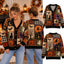 Vintage Cozy Halloween Witch Patchwork Knitted Cardigan, Cozy Winter Outfit Sweater
