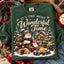 Cozy Winter Cabin Snowman & Dog Christmas Sweatshirt, Winter Sweater Outfit