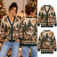 Cozy Winter Woodland Christmas Knitted Cardigan, Winter Outfit Sweater