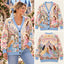 Coquette Fairytale Princess & Floral Castle Knitted Cardigan - Sky Blue Sweater
