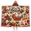 Christmas Santa Claus Hooded Blanket, Festive Winter Reindeer Sleigh Holiday Gift