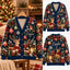 Personalized Name Emma Reindeer Christmas Gift Knitted Cardigan, Cozy Winter Outfit Sweater
