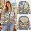 "The Lord Is My Shepherd" Christian Knitted Cardigan - Jesus & Lamb Blue Sweater