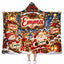 Personalized Christmas Hooded Blanket, Wooden Sign Santa Snowman Reindeer Gift