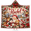 Personalized Christmas Hooded Blanket, Red Plaid Santa Snowman Puppy Kids Gift