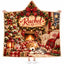 Personalized Festive Christmas Wearable Hooded Blanket - Custom Name Fireplace & Sleeping Pets Throw Blanket