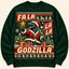 Funny Godzilla Christmas Sweatshirt, Retro Santa Godzilla Ugly Sweater