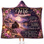 To My Wife Hooded Blanket, Fairytale Moonlit Castle Purple Rose Gift Love Husband