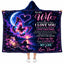 Personalized To My Wife Hooded Blanket - Romantic Galaxy Butterfly Fleece Throw Gift from Husband