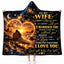 To My Wife Hooded Blanket, Romantic Starry Sky Golden Heart Sunset Anniversary Gift