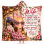 To My Wife Hooded Blanket, Romantic Sunset Lake Pink Rose Anniversary Gift