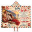 To My Wife Hooded Blanket, Vintage Airmail Love Letter Coastal Sunset Gift