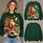 Vintage Santa Claus Christmas Sweatshirt, Retro Lantern Santa Village Ugly Xmas Sweater
