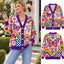 Colorful Patchwork Christmas Knitted Cardigan, Winter Outfit Sweater, Retro Granny Square Style Knit Cardigan