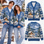 Personalized Couple Name North Pole Christmas Knitted Cardigan, Cozy Winter Outfit Sweater