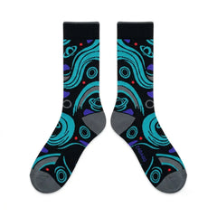 Aqua GS 2025 Sneaker Match Socks – Air Jordan 8 Retro Inspired Mid-Cut Crew Socks