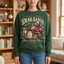 Female model wearing Dear Santa More Books Please sweatshirt