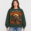 Female model wearing the green Hocus Pocus sweatshirt