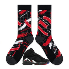 Playoff GS 2023 Sneaker Match Socks – Air Jordan 8 Retro Inspired Mid-Calf Crew Socks