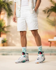 South Beach Sneaker Match Socks – Air Jordan 8 Retro Inspired Mid-Calf Crew Socks