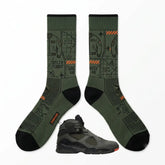 Take Flight Sneaker Match Socks – Air Jordan 8 Retro Inspired Mid-Calf Crew Socks