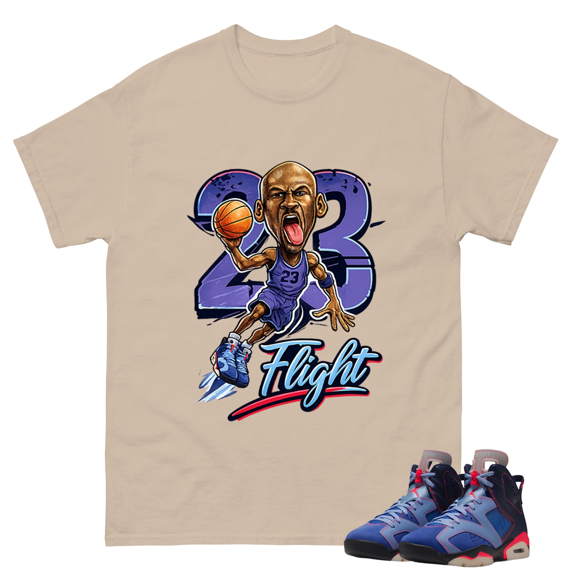 23 Flight MJ Shirt To Match Air Jordan 6 x Awake NY Midnight Navy Unisex Cotton Graphic Tee