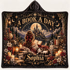 Personalized A Book A Day Hooded Blanket, Bookish Aesthetic Cozy Reading Wearable Throw Blanket