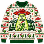 Get In Loser Alien Sweatshirt, Funny UFO Christmas Abduction Ugly Xmas Sweater