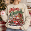 Merry Christmas Red Truck Sweatshirt – Cozy Holiday Girl & Golden Dog Crewneck