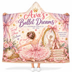 Personalized Ballet Dreams Hooded Blanket - Ballerina Princess Pink Fleece Throw Gift for Girls