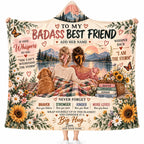 Personalized To My Badass Best Friend Hooded Blanket, Custom Soul Sister Gift