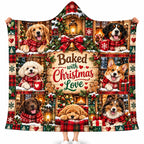 Baked With Christmas Love Dog Hooded Blanket, Festive Christmas Pet Lover Gift
