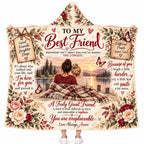 Personalized To My Best Friend Hooded Blanket, Sunset Lake Dock Birthday Gift