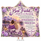 Personalized To My Best Friend Hooded Blanket, Purple Lavender Sunset Dock Gift