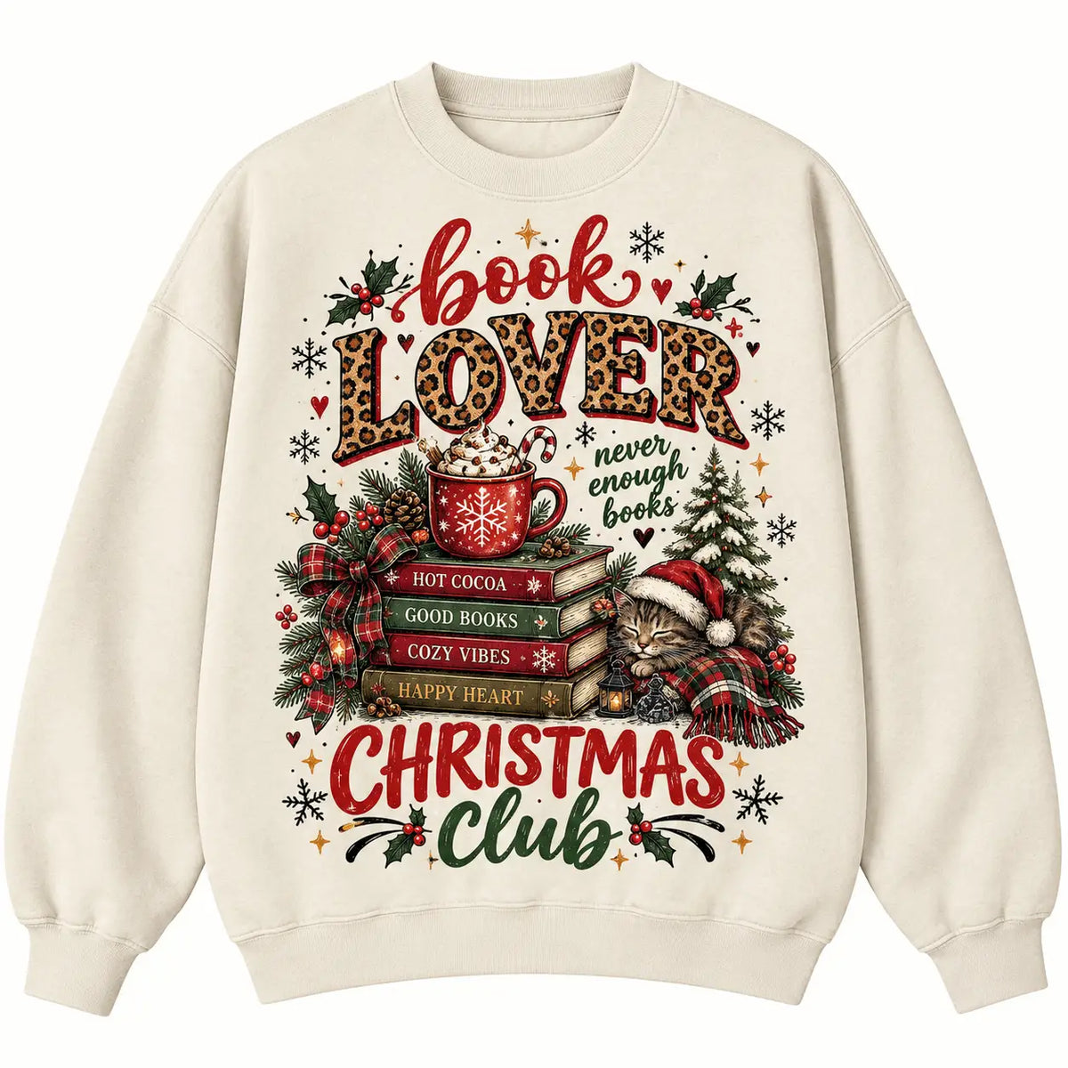 Book Lover Christmas Club Sweatshirt, Winter Sweater Outfit