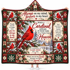 Personalized Red Cardinal Memorial Hooded Blanket, Visitor from Heaven Gift
