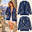 Celestial Night Garden Christmas Knitted Cardigan, Cozy Winter Outfit Sweater