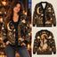 Whimsigoth Celestial Tarot & Black Cat Christmas Knitted Cardigan Sweater