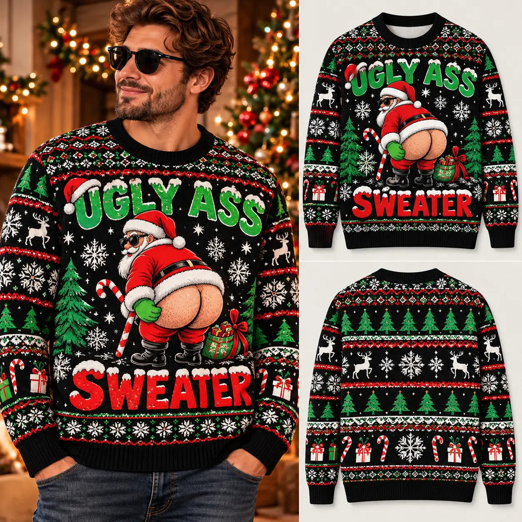 Funny Mooning Santa Ugly Ass Sweater Christmas Party