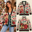 Christmas Belle Country Western Cowgirl Knitted Cardigan Sweater - Guitar & Boots Holiday Knitwear for Women