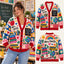 Personalized Name Mrs Smith Colorful Teacher Classroom Collage Christmas Knitted Cardigan, Cozy Winter Outfit Sweater