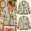 Peaceful Dove Floral Patchwork Christmas Knitted Cardigan, Cozy Winter Outfit Sweater