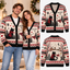 Personalized Name Cozy Cat-Themed Christmas Knitted Cardigan, Autumn Sweater